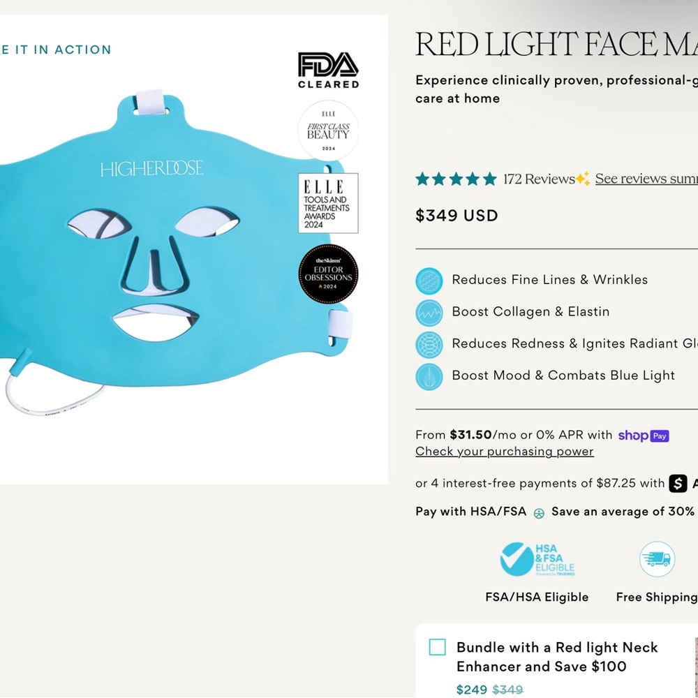 HigherDOSE Red Light Face Mask - Blue